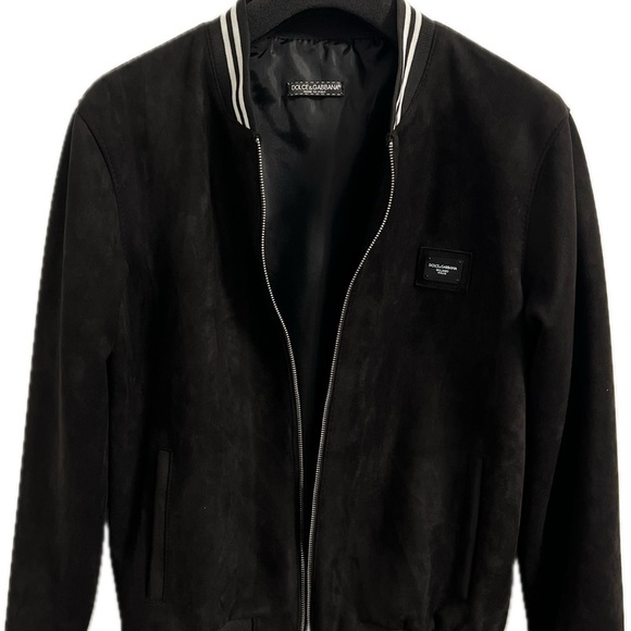 Dolce cabbana stripe trim suede bomber jacket for men - Picture 5 of 8